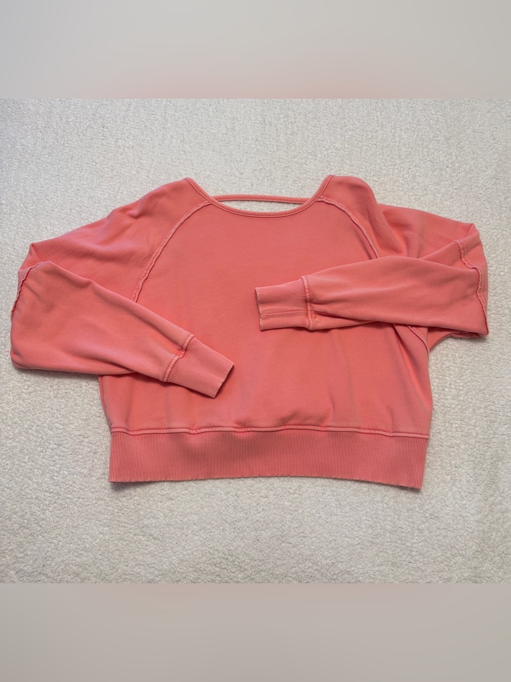 American Eagle Women’s Coral Open Back Crewneck Sweatshirt